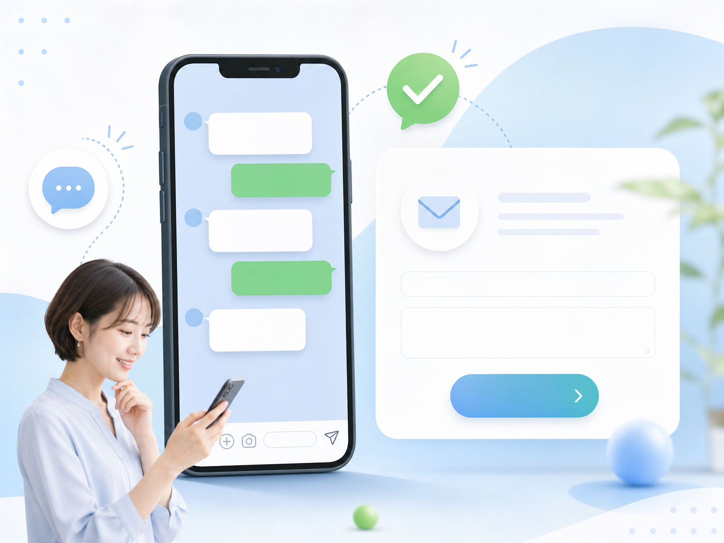 スマートフォンと問い合わせ導線のイメージ